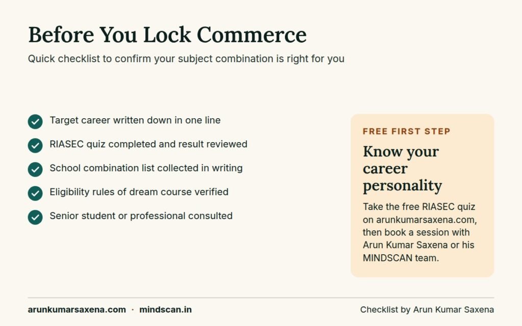 Checklist for students wondering commerce me kon kon se subject hote hai before choosing Class 11 subjects